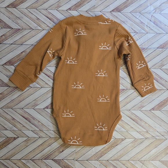 Baby Boy Girl Sun Print Ribbed Long Sleeve Onesie Pants Beanie Lounge Set 12-18M - Picture 8 of 14